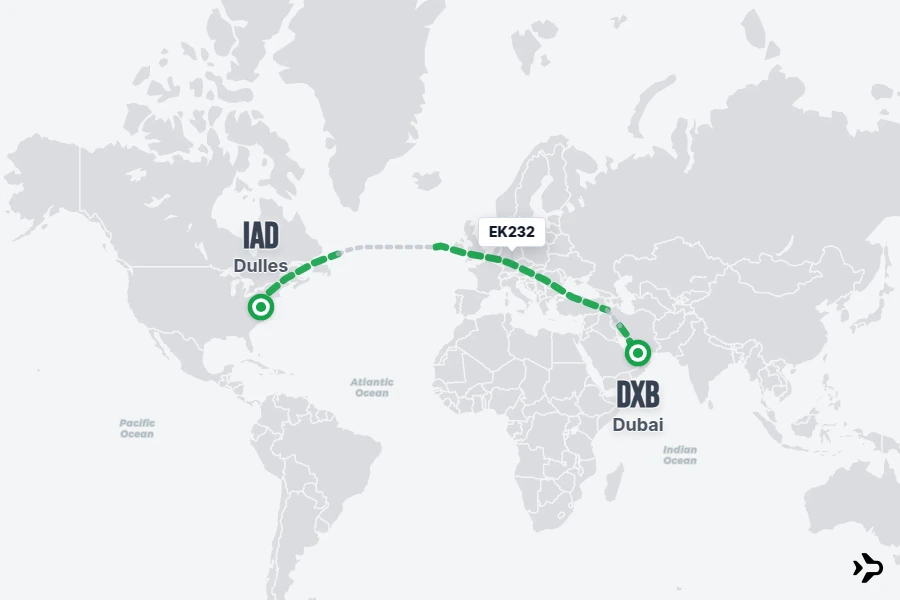 Ek232 Flight EK232 Emirates Flight Status & Tracker | Dulles - Dubai