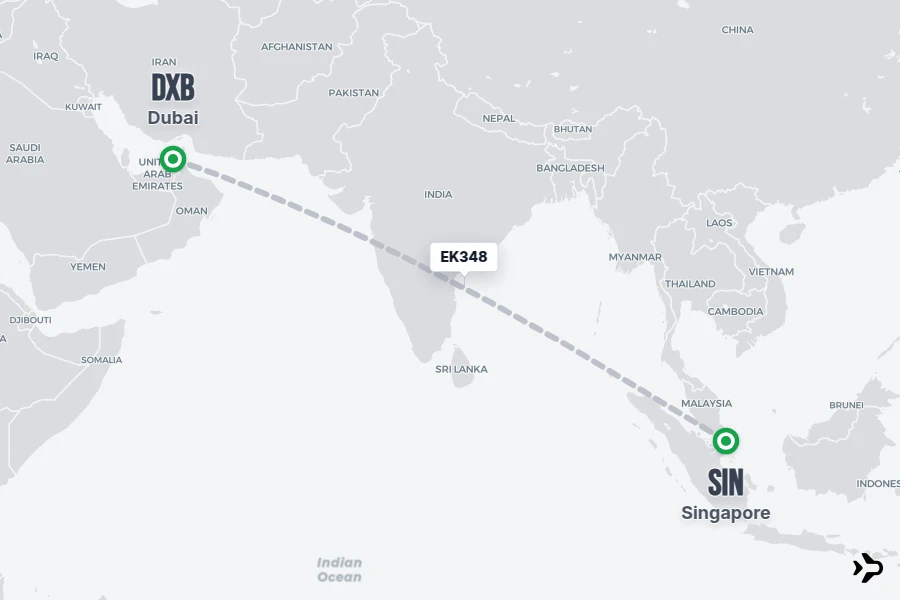 EK348 Emirates Flight Status & Tracker | Dubai - Singapore