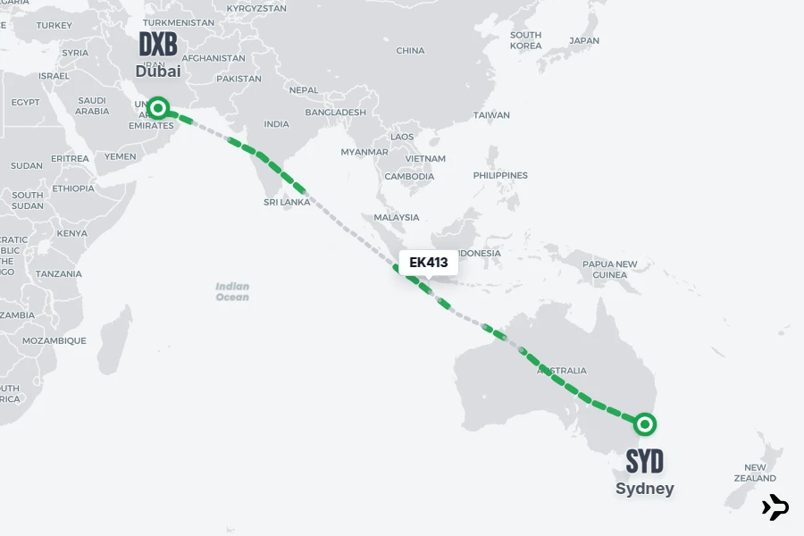 EK413 Emirates Flight Status & Tracker | Sydney - Dubai