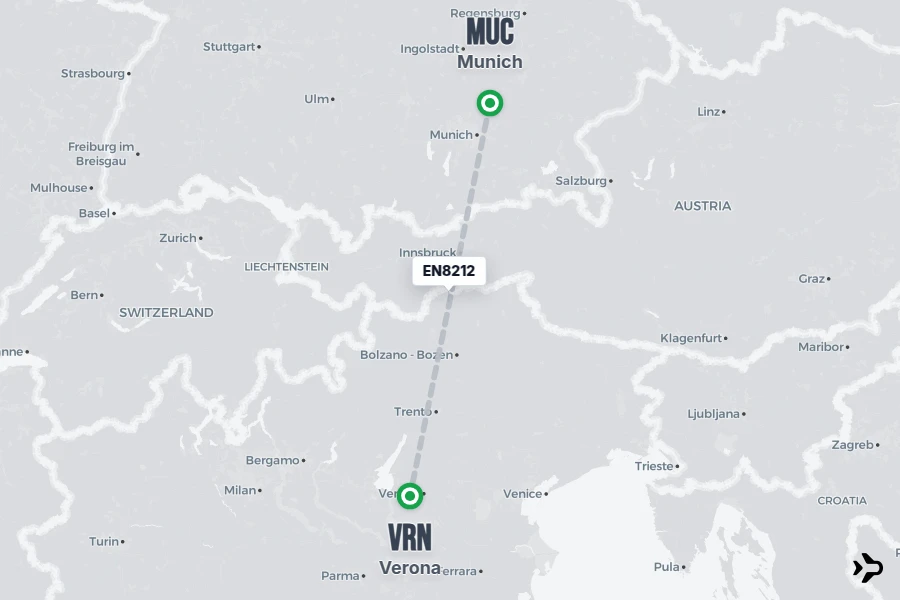 Flt Hit Racking EN8212 Air Dolomiti Flight Status & Tracker | MUC - VRN