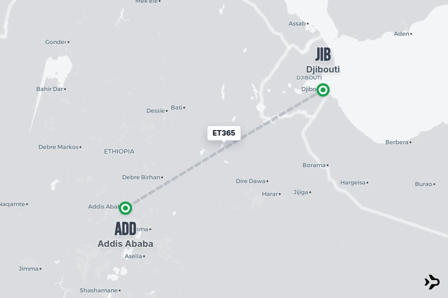 Flt Hit Racking ET365 Ethiopian Flight Status & Tracker | JIB - ADD