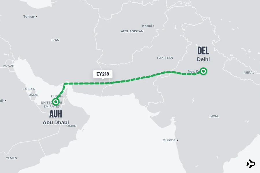 EY218 Etihad Flight Status & Tracker | Abu Dhabi - Delhi