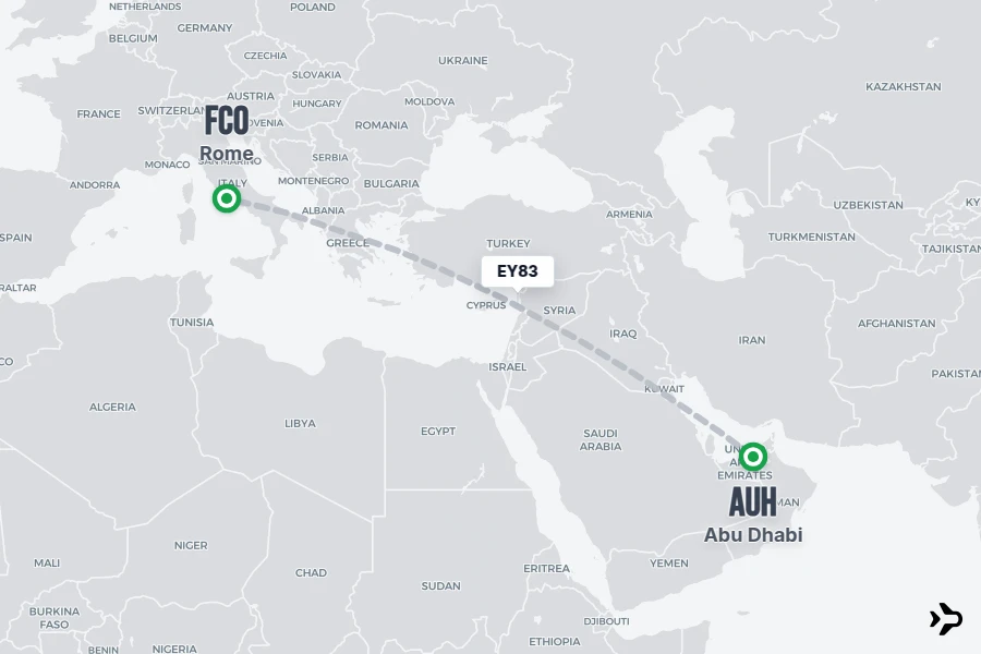 Flying To Rome EY83 Etihad Flight Status & Tracker | Abu Dhabi - Rome
