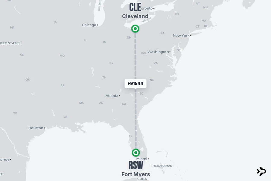F91544 Frontier Flight Status & Tracker | CLE - RSW