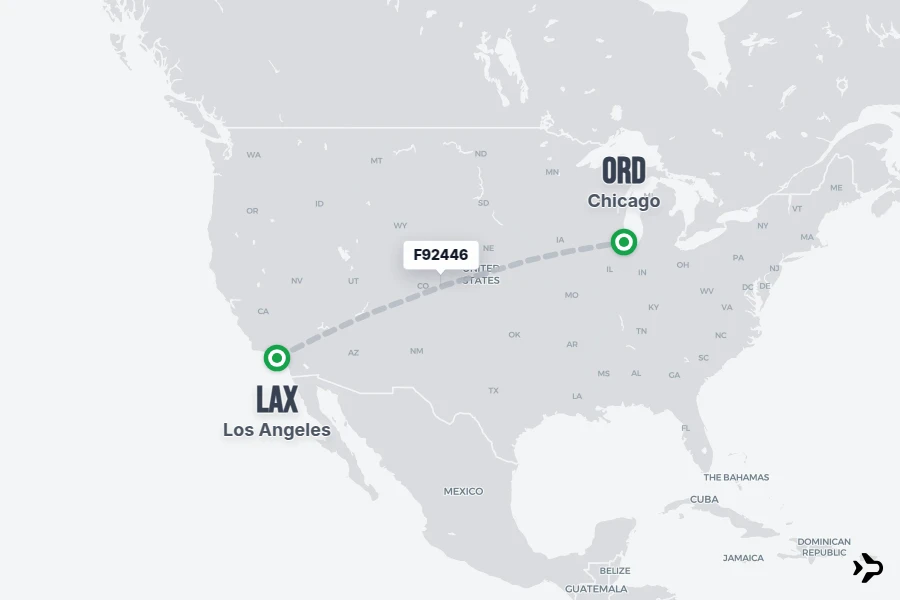 F92446 flight map from LAX to ORD