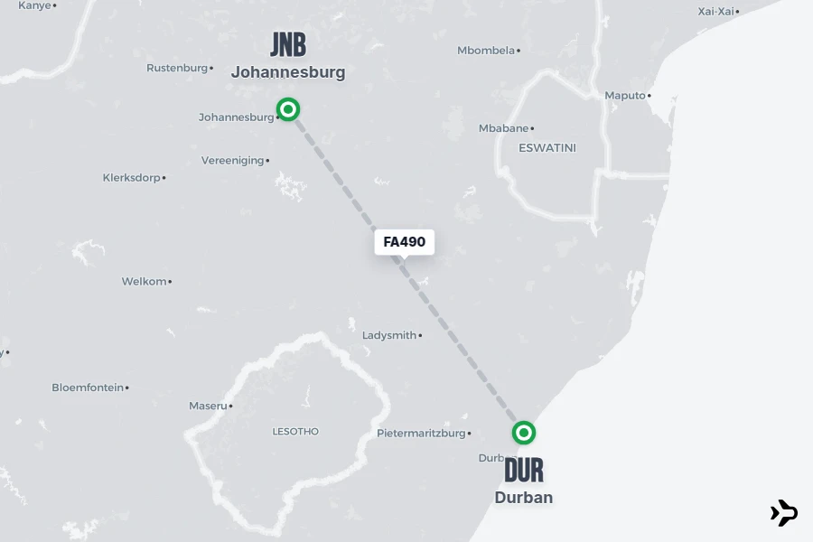Status Sharing FA490 Safair Flight Status & Tracker | Johannesburg - Durban