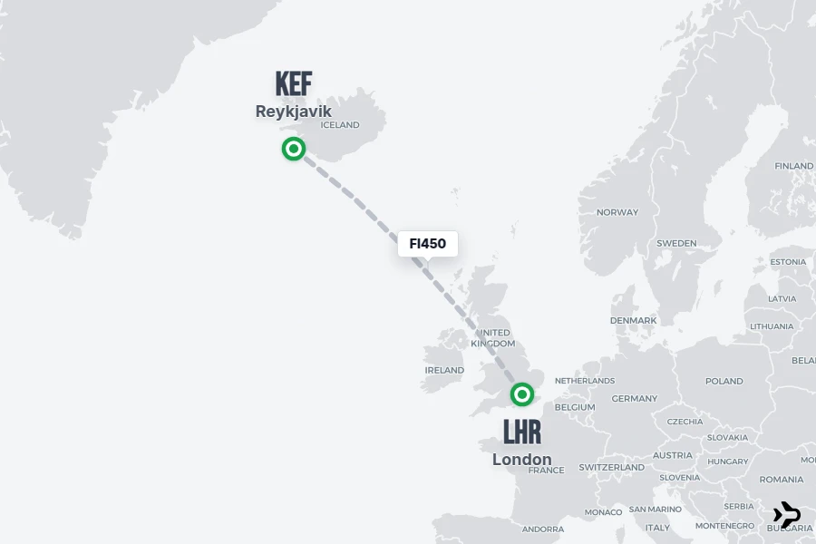 Flt Hit Racking FI450 Icelandair Flight Status & Tracker | KEF - LHR