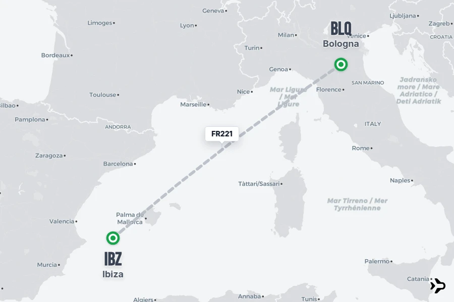 Flight Rime FR221 Ryanair Flight Status & Tracker | Ibiza - Bologna