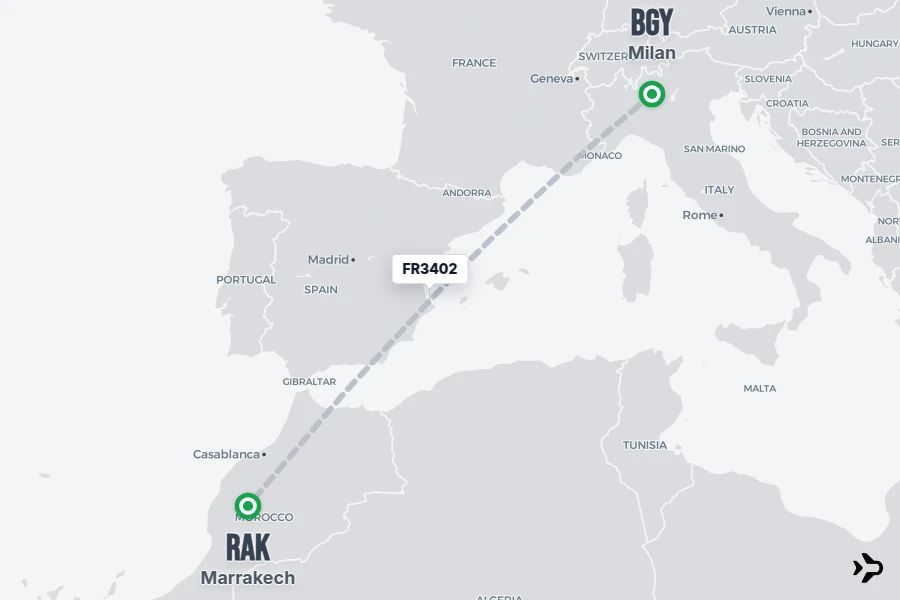FR3402 Ryanair Flight Status & Tracker | Milan - Marrakech