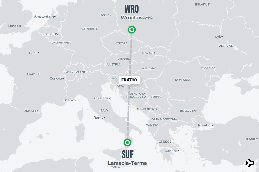 Flt Hit Racking FR4760 Ryanair Flight Status & Tracker | WRO - SUF