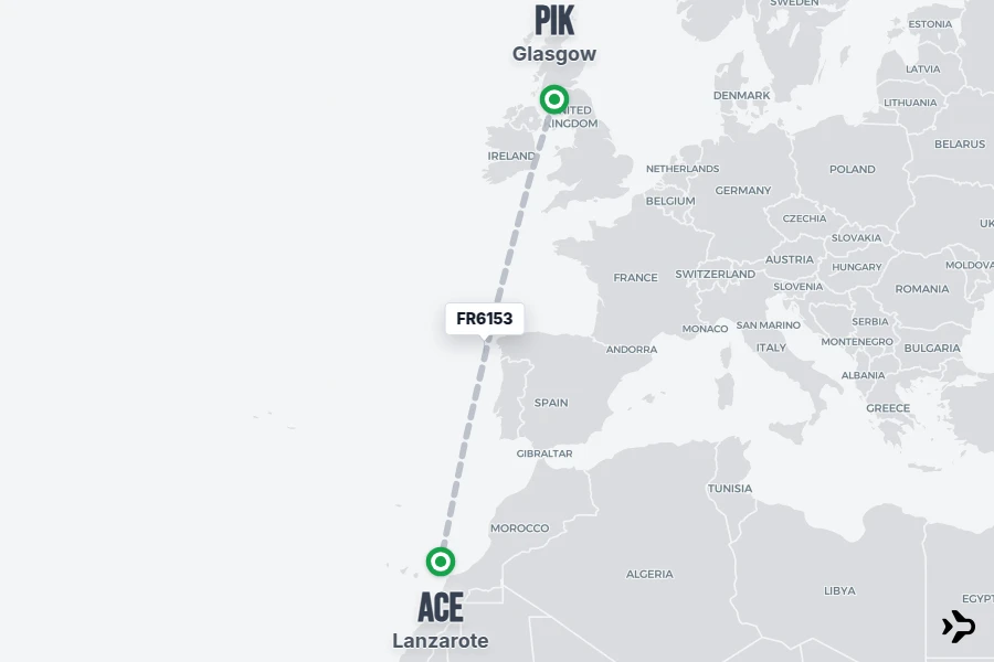 Pik Gate FR6153 Ryanair Flight Status & Tracker | Glasgow - Lanzarote