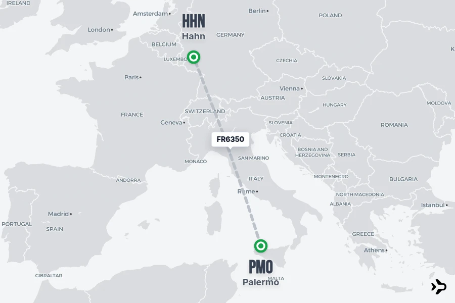 Flt Hit Racking FR6350 Ryanair Flight Status & Tracker | Palermo - Hahn