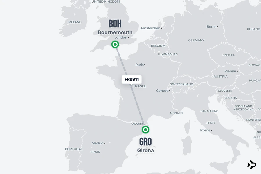 Gro To FR9911 Ryanair Flight Status & Tracker | GRO - BOH
