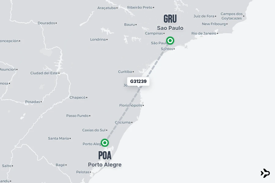 Flight Rime G31239 Gol Flight Status & Tracker | POA - GRU