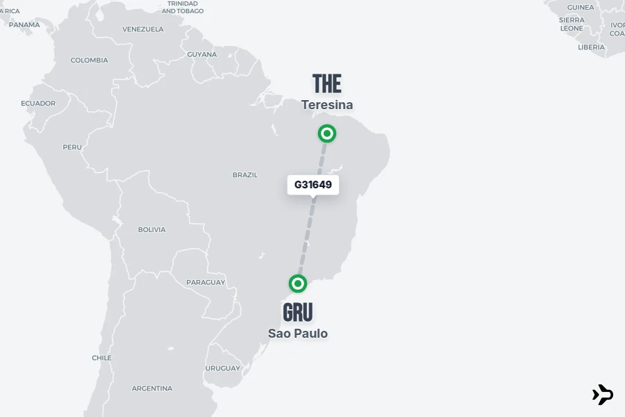 Flight 5 G31649 Gol Flight Status & Tracker | Teresina - Sao Paulo