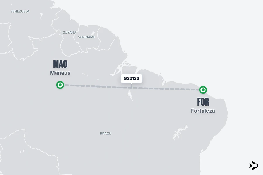 G32123 flight map from MAO to FOR