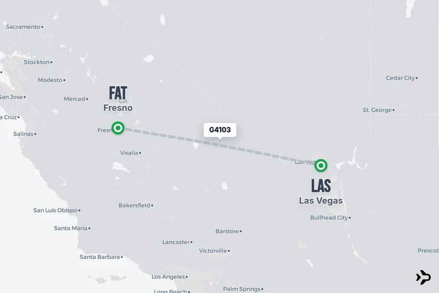 G4103 flight map from LAS to FAT