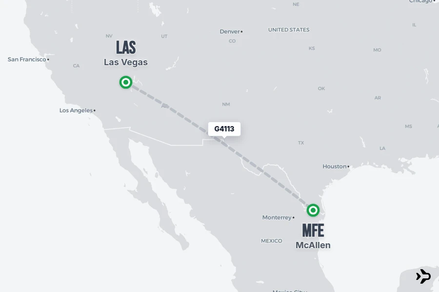 G4113 flight map from LAS to MFE