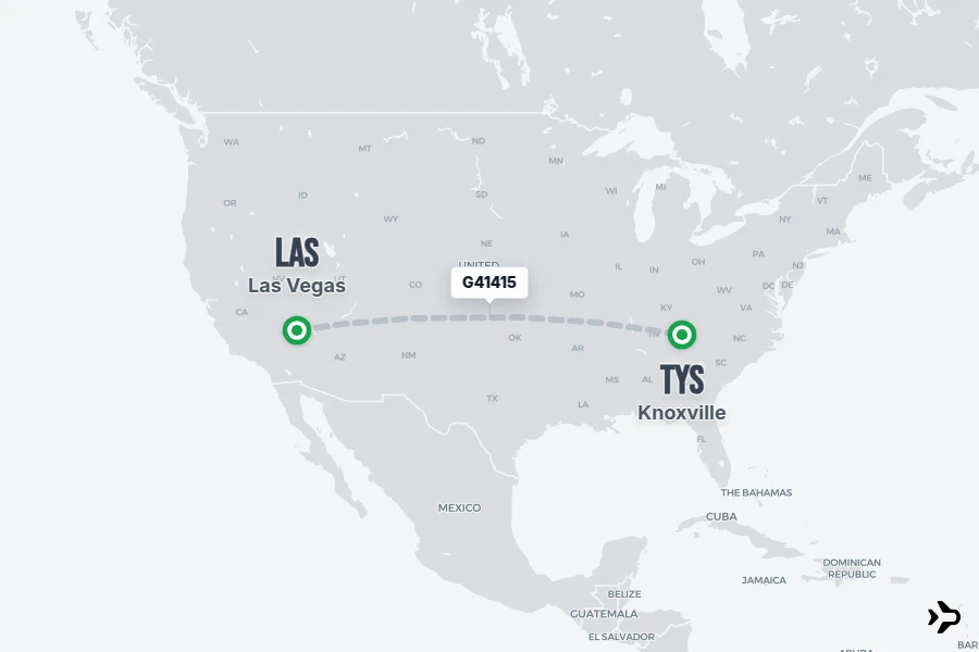 G41415 flight map from LAS to TYS