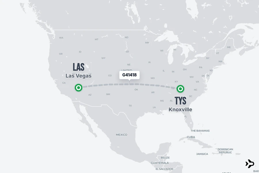 G41418 flight map from LAS to TYS