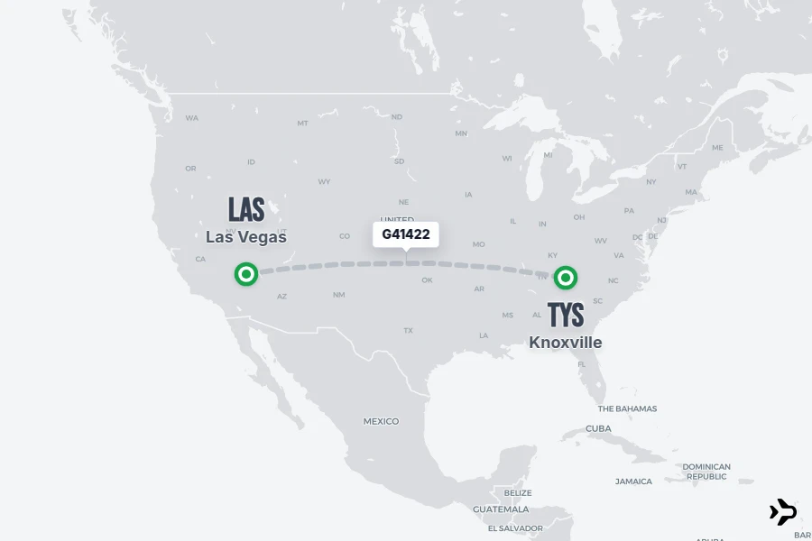 G41422 flight map from LAS to TYS
