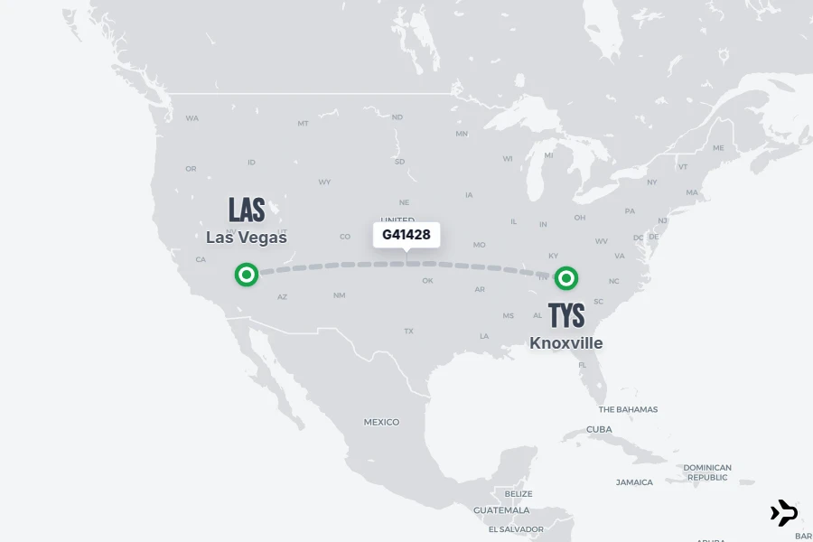 G41428 flight map from LAS to TYS