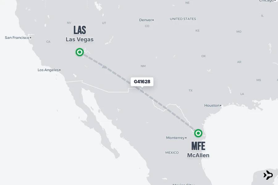G41628 flight map from LAS to MFE