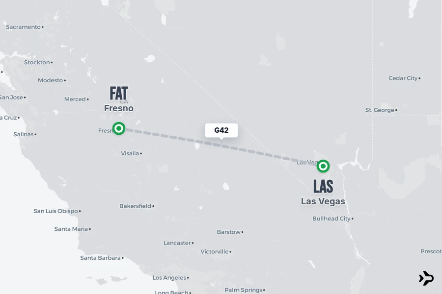 G42 flight map from LAS to FAT