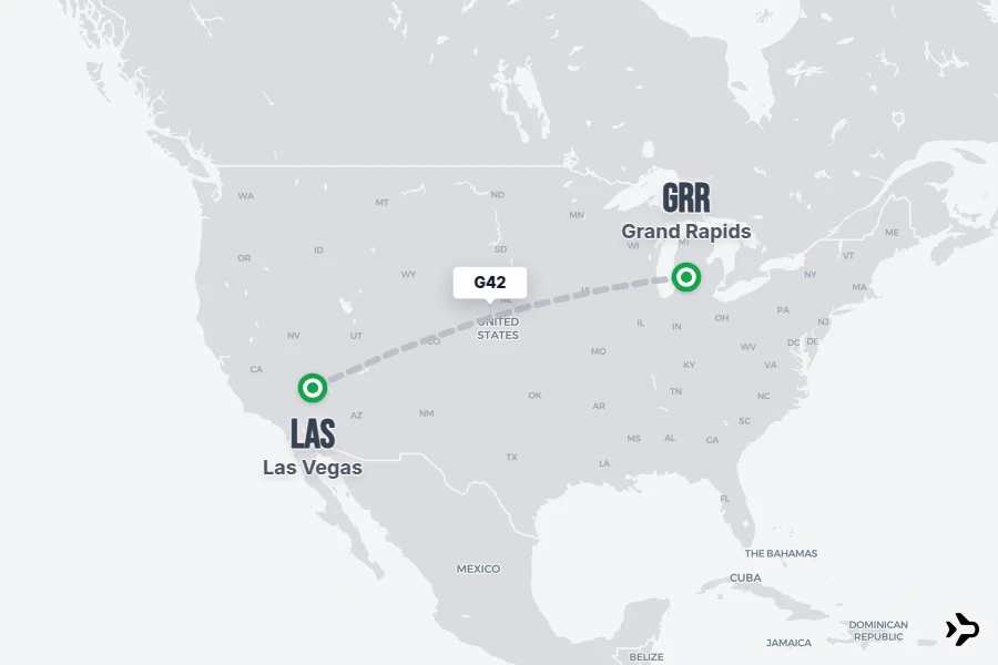G42 flight map from LAS to GRR
