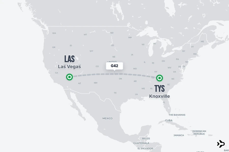 G42 flight map from LAS to TYS