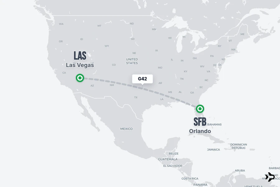 G42 flight map from SFB to LAS