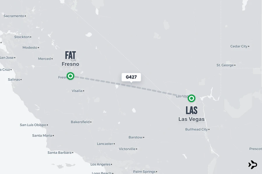 G427 flight map from LAS to FAT
