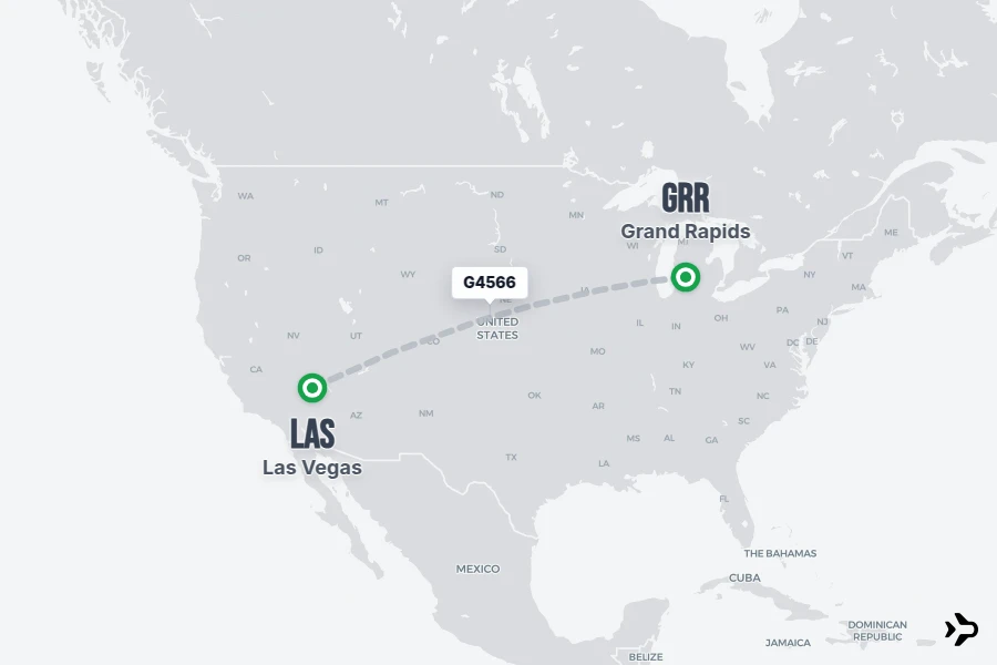 G4566 flight map from LAS to GRR