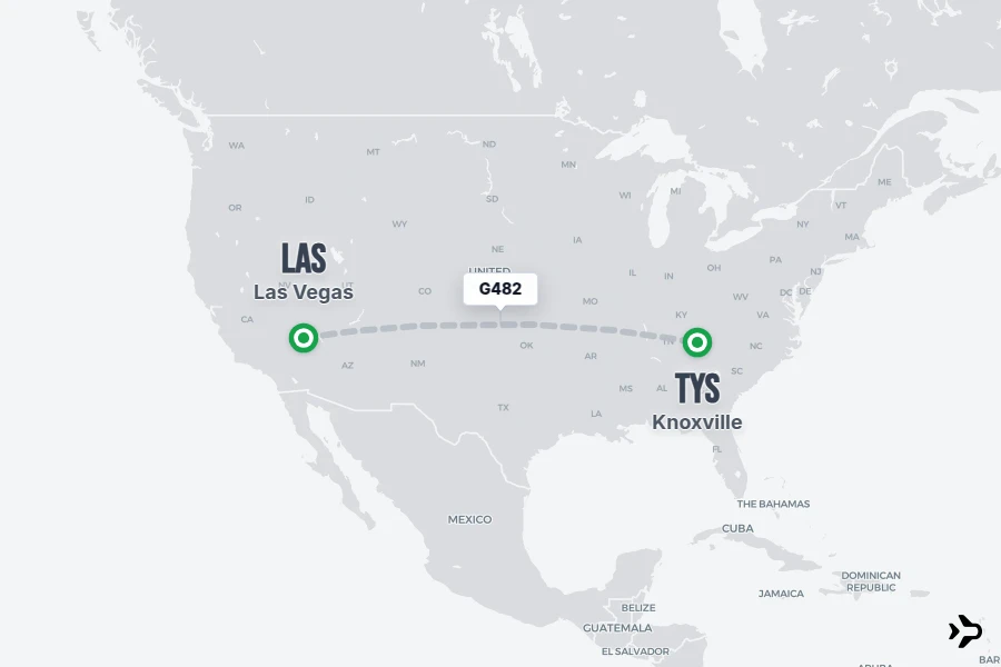 G482 flight map from LAS to TYS