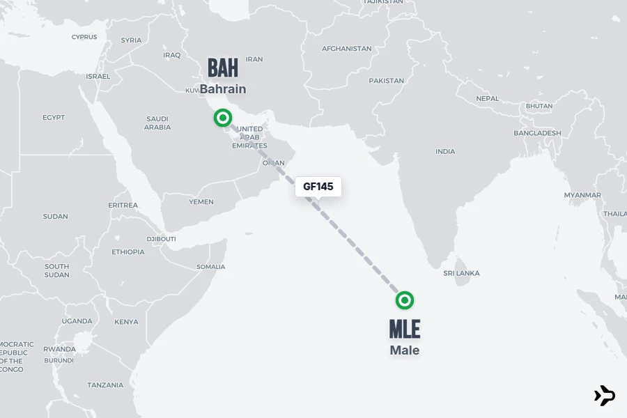 GF145 Gulf Air Flight Status & Tracker | Male - Bahrain