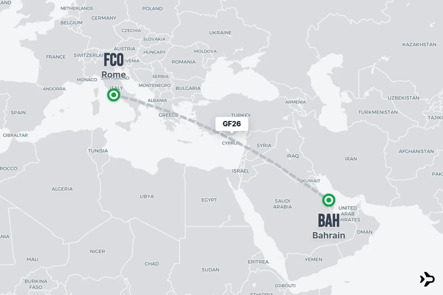 GF26 Gulf Air Flight Status & Tracker | Rome - Bahrain