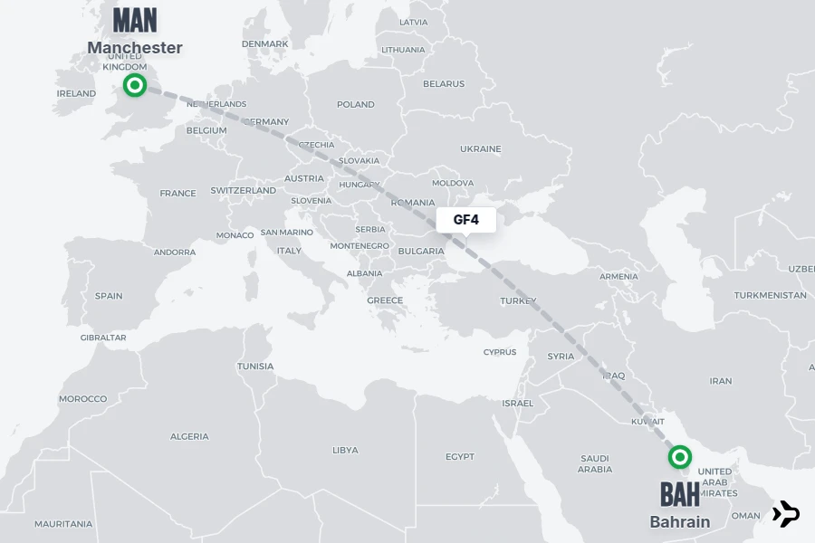 GF4 Gulf Air Flight Status & Tracker | Manchester - Bahrain