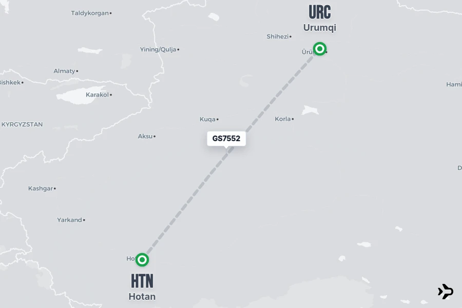 Htn Map GS7552 Tianjin Airlines Flight Status & Tracker | HTN - URC