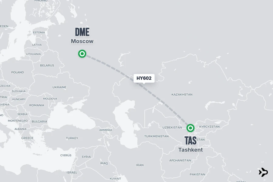 HY602 Uzbekistan Airways Flight Status & Tracker | DME - TAS