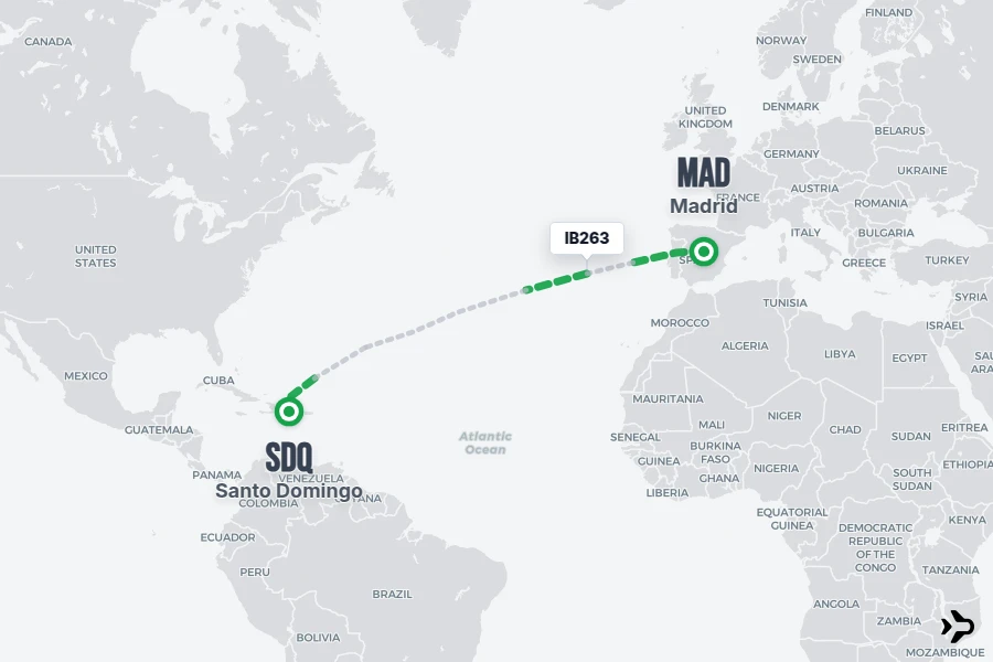 IB263 Iberia Flight Status & Tracker | MAD - SDQ