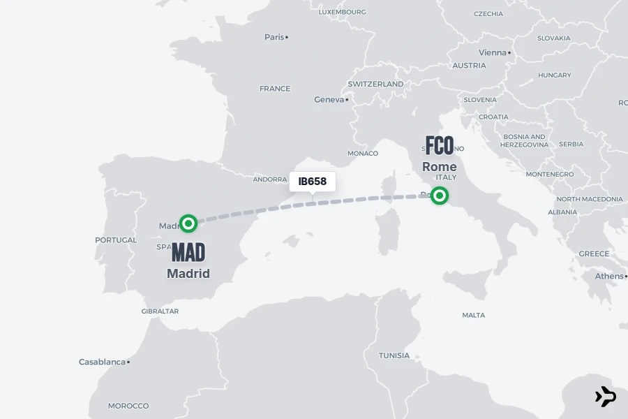 Flying To Rome IB658 Iberia Flight Status & Tracker | Rome - Madrid