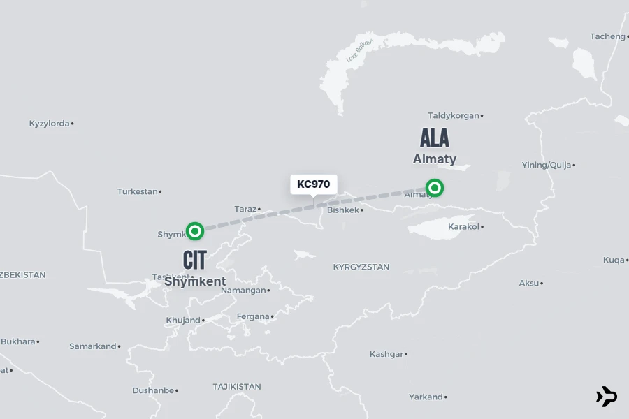 KC970 flight map from CIT to ALA