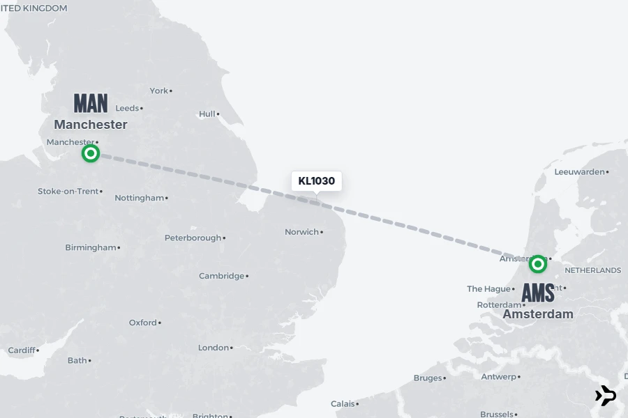 KL1030 KLM Flight Status & Tracker | Manchester - Amsterdam