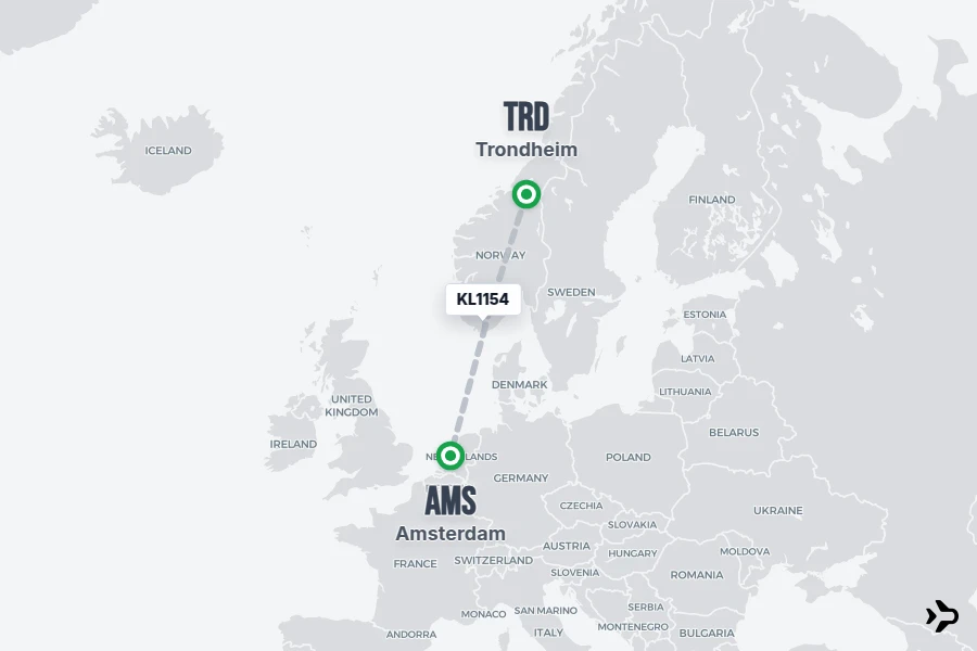 Trd Data KL1154 KLM Flight Status & Tracker | Trondheim - Amsterdam