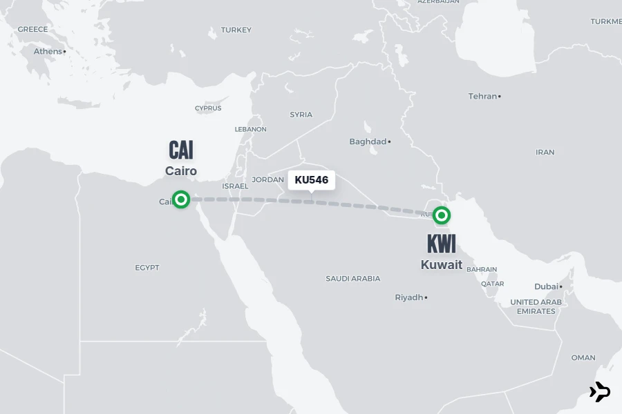 Flt Hit Racking KU546 Kuwait Airways Flight Status & Tracker | CAI - KWI