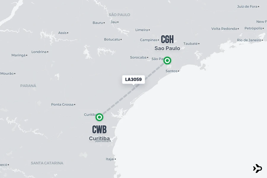 LA3059 flight map from CWB to CGH