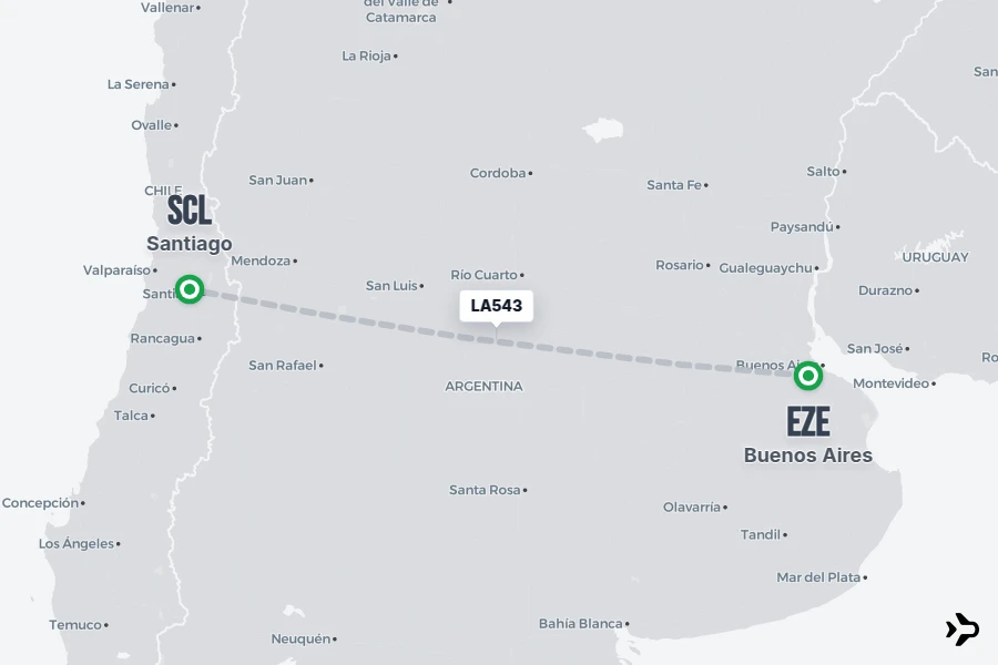Scl Coverage Map LA543 LATAM Flight Status & Tracker | EZE - SCL