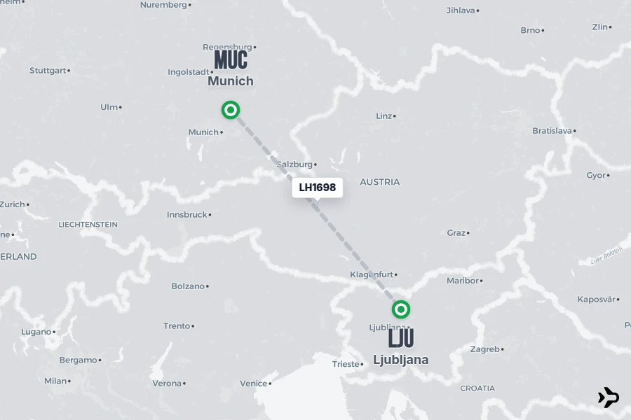 Flt Hit Racking LH1698 Lufthansa Flight Status & Tracker | MUC - LJU