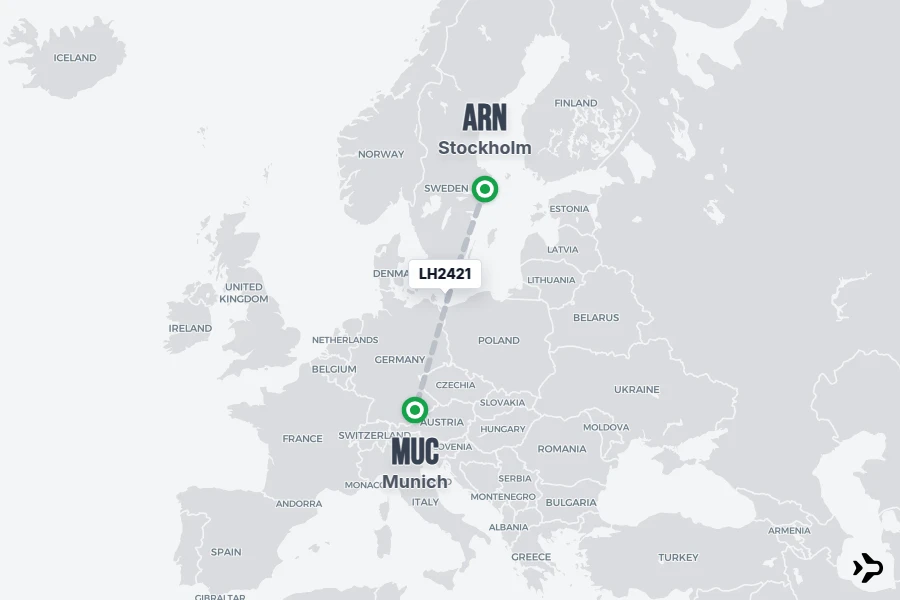 Flt Hit Racking LH2421 Lufthansa Flight Status & Tracker | ARN - MUC