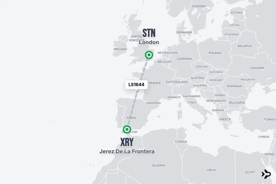Flt Hit Racking LS1644 Jet2 Flight Status & Tracker | XRY - STN